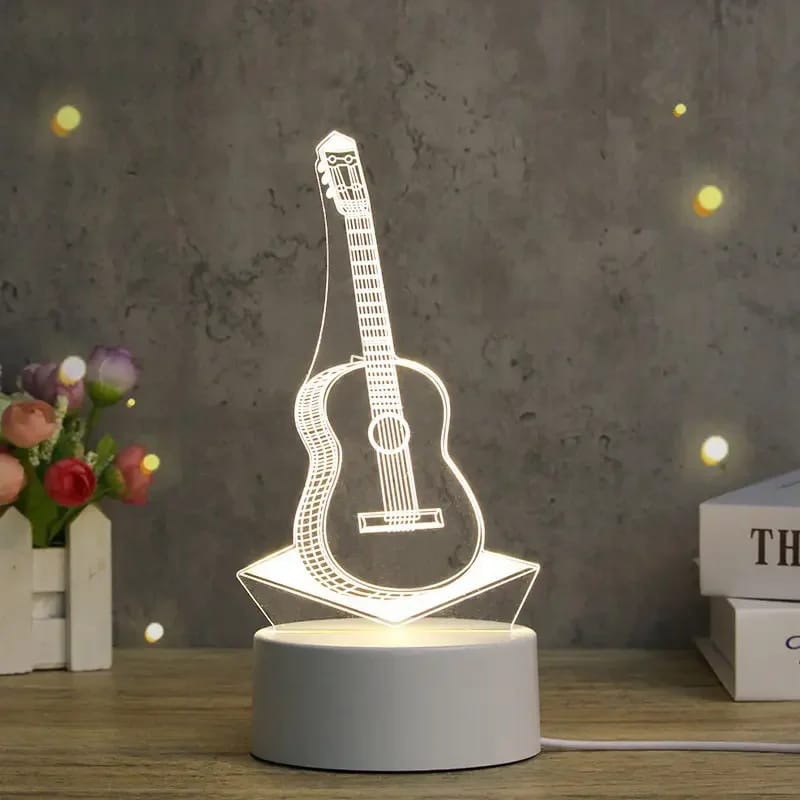 The Guitar 3D Acrylic USB Led Night Light for Christmas, Home, Bedroom, Birthday, Decoration and Wedding Gifts