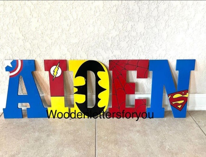 8in Hand Painted Superhero Wall Letters