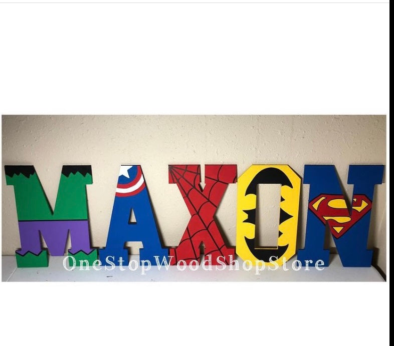 8in Hand Painted Superhero Wall Letters