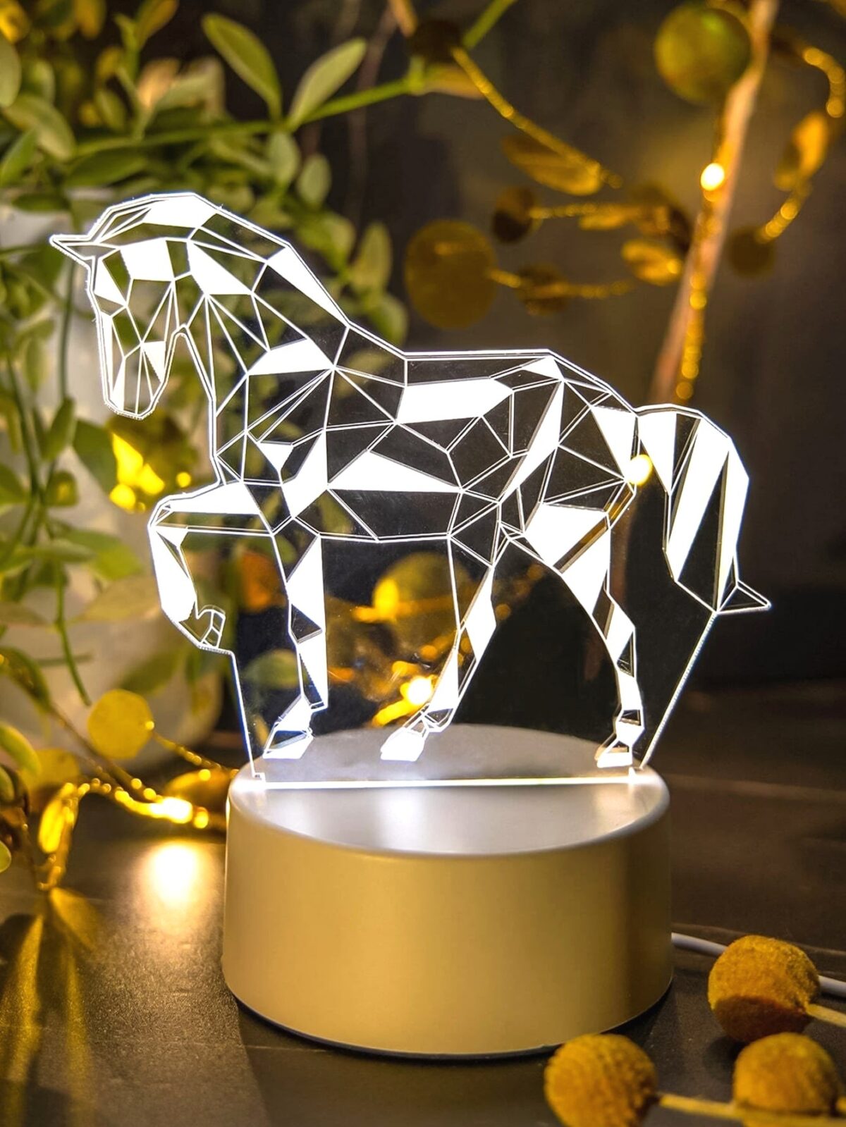 Galloping Horse 3D Acrylic USB Led Night Light for Christmas, Valentine's Day, Home, Bedroom, Birthday, Decoration and Wedding Gifts