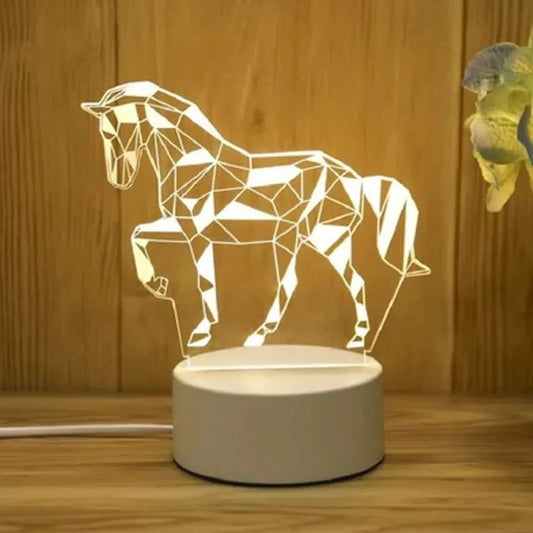 Galloping Horse 3D Acrylic USB Led Night Light for Christmas, Valentine's Day, Home, Bedroom, Birthday, Decoration and Wedding Gifts