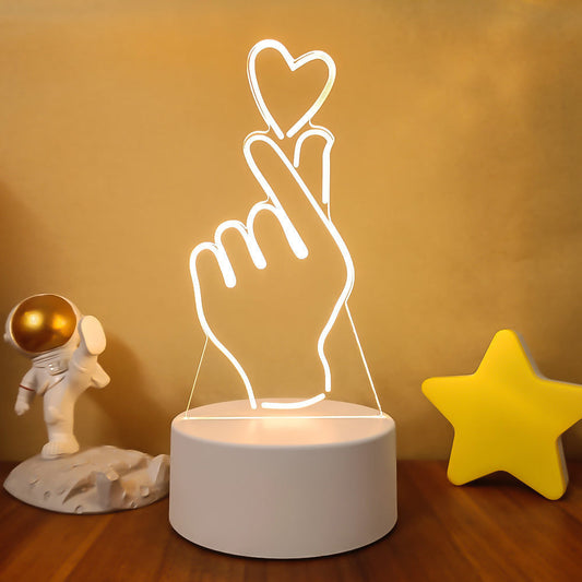 Finger Heart 3D Acrylic USB Led Night Light for Christmas, Valentine's Day, Home, Bedroom, Birthday, Decoration and Wedding Gifts