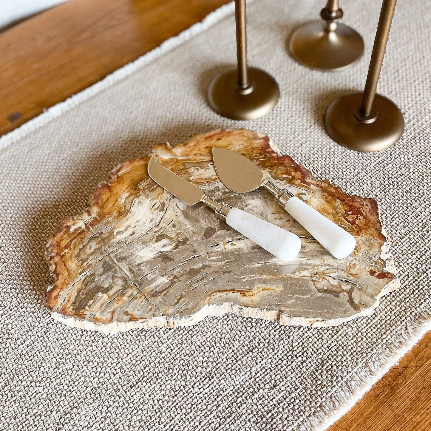 Natural Edge Petrified Wood Serving Board