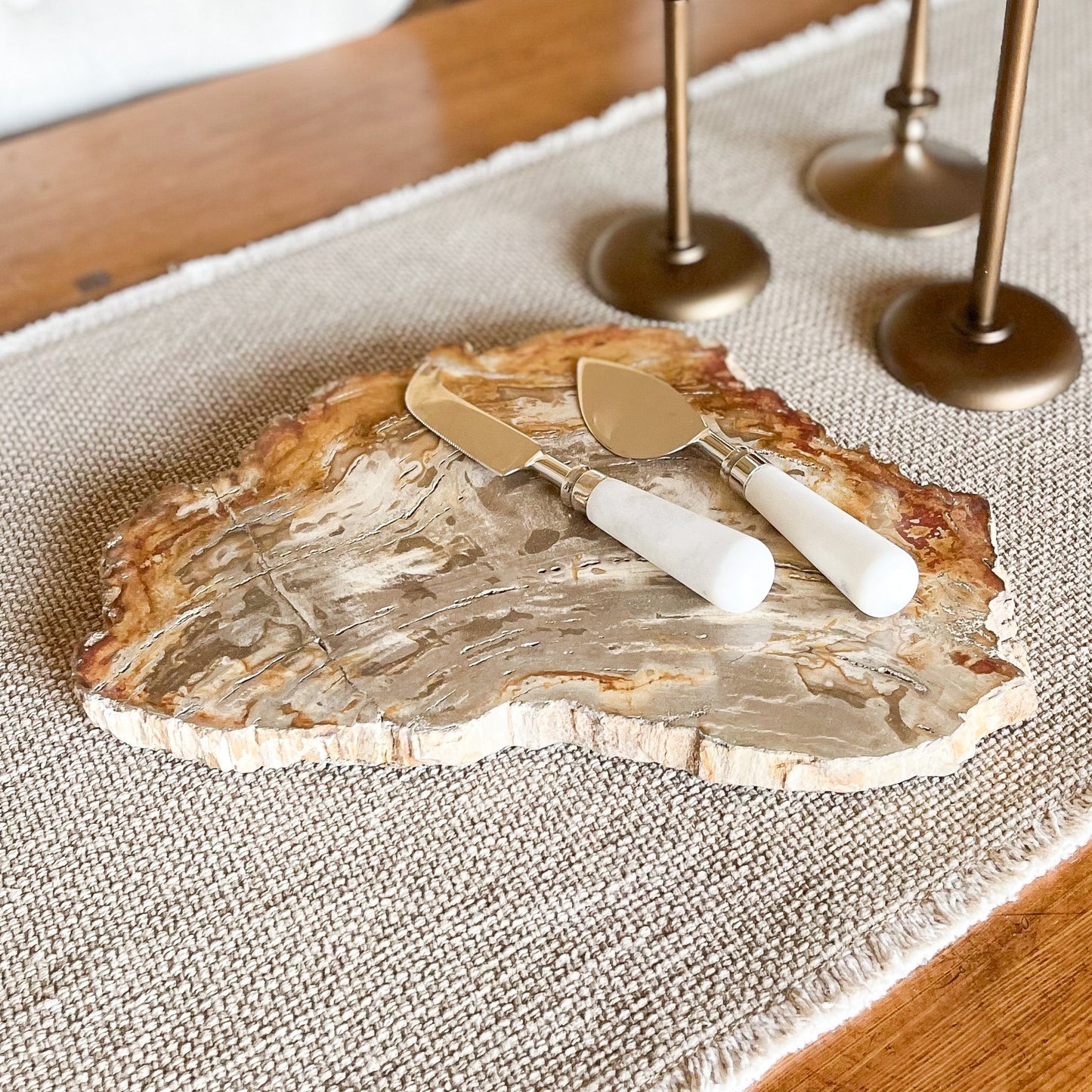 Natural Edge Petrified Wood Serving Board