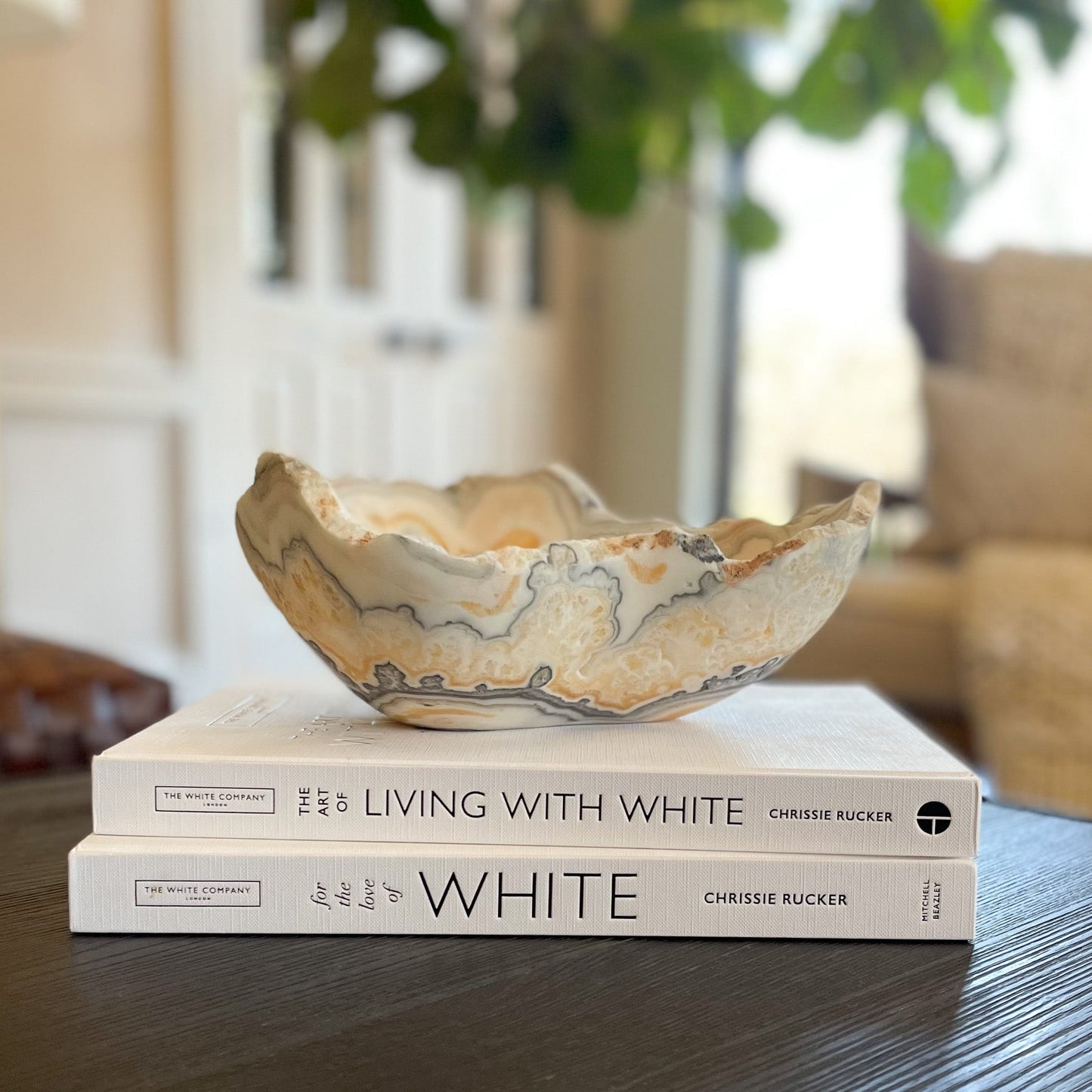 Hand Carved Zebra Calcite Bowl