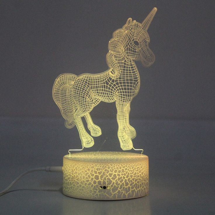 Unicorn 3D Acrylic USB Led Night Light for Christmas, Valentine's Day, Home, Bedroom, Birthday, Decoration and Wedding Gifts