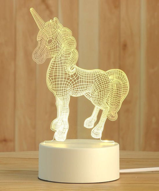 Unicorn 3D Acrylic USB Led Night Light for Christmas, Valentine's Day, Home, Bedroom, Birthday, Decoration and Wedding Gifts