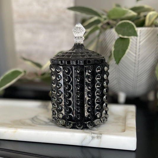 Black Bubble Glass Lidded Box