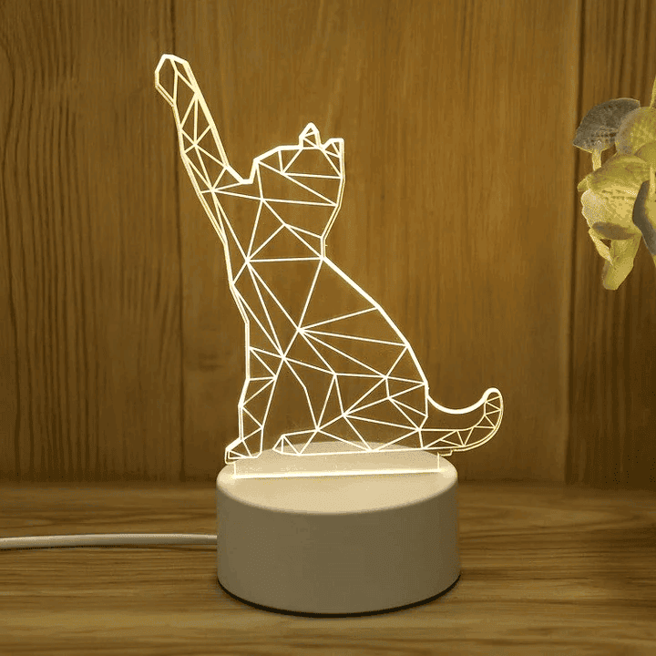 Cat 3D Acrylic USB Led Night Light for Christmas, Valentine's Day, Home, Bedroom, Birthday, Decoration and Wedding Gifts