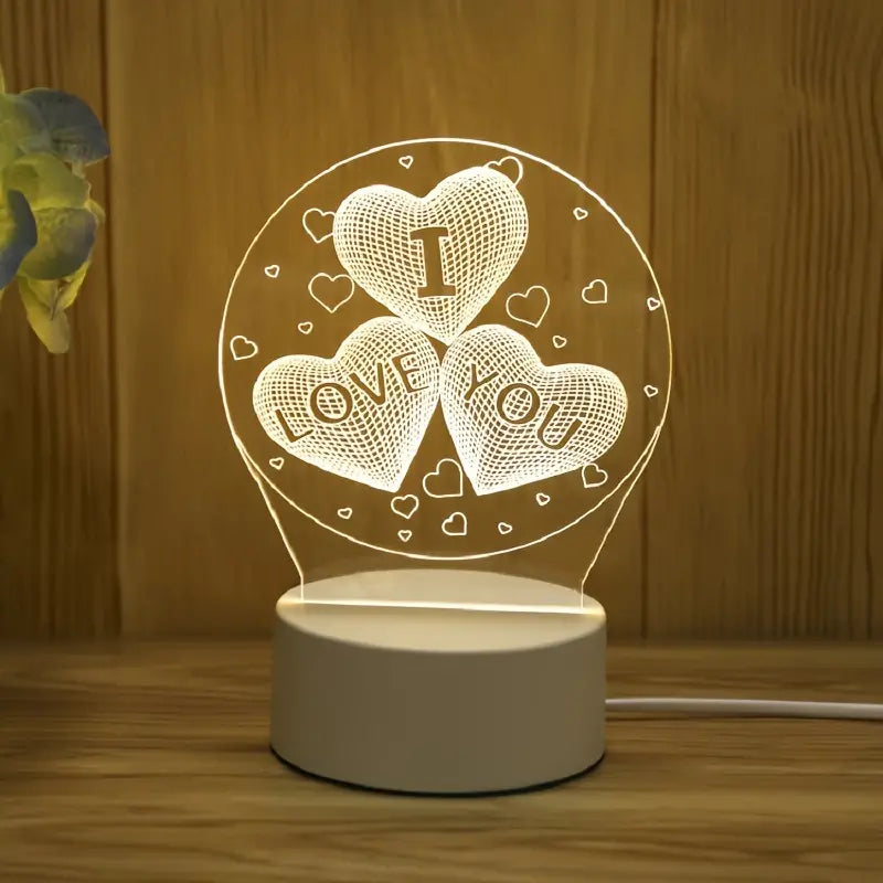 I Love You 3D Acrylic USB Led Night Light for Christmas, Valentine's Day, Home, Bedroom, Birthday, Decoration and Wedding Gifts