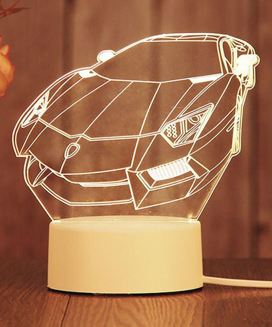 Super Car 3D Acrylic USB Led Night Light for Christmas, Valentine's Day, Home, Bedroom, Birthday, Decoration and Wedding Gifts