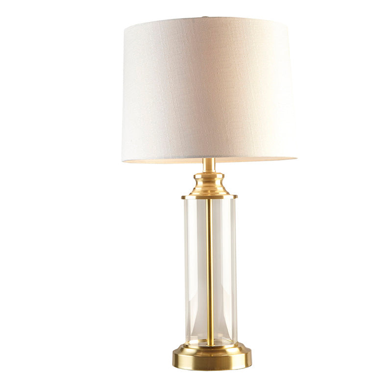 13" Gold Clarity Glass Cylinder Polyester Fabric Shade Table Lamp - Set of 2