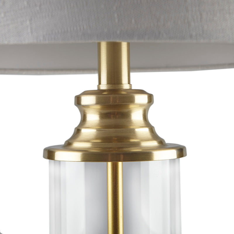 13" Gold Clarity Glass Cylinder Polyester Fabric Shade Table Lamp - Set of 2