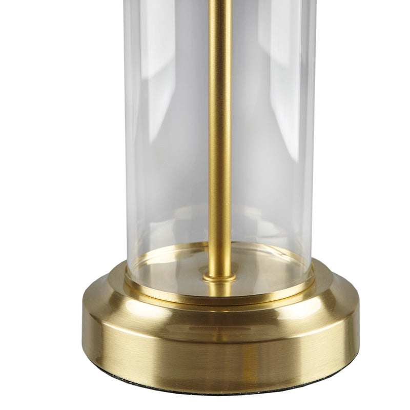 13" Gold Clarity Glass Cylinder Polyester Fabric Shade Table Lamp - Set of 2