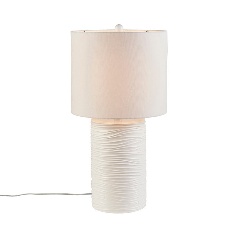 21.50" White Textured Resin Table Lamp with Round Drum Shade