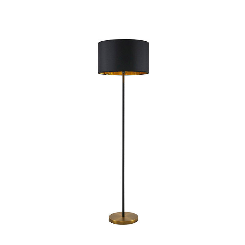 17" Black Polyester Fabric Lampshade Metal Floor Lamp - Modern LED Light