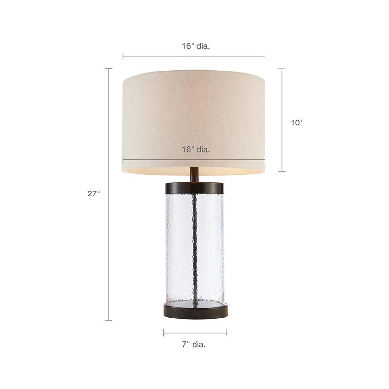 16" Modern Clear Glass Cylinder Table Lamp