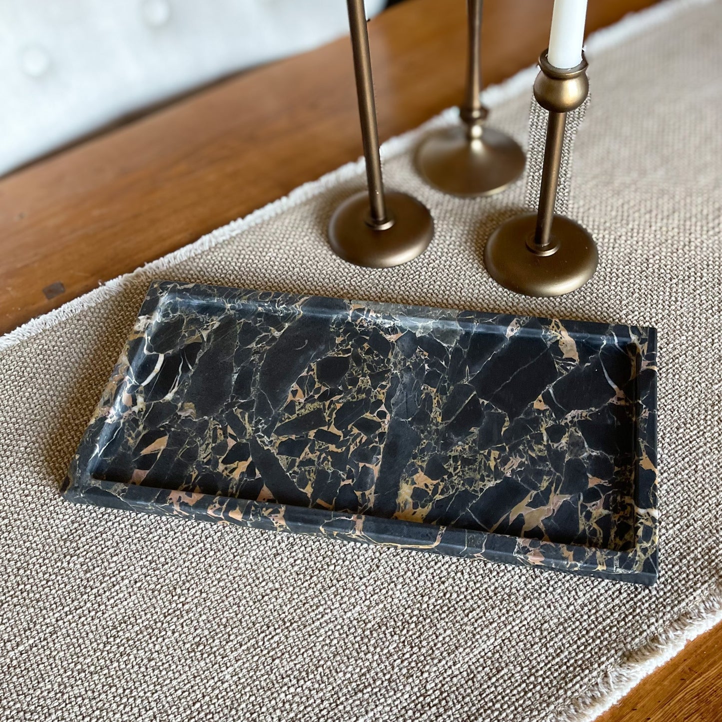 Large Portoro Gold Marble Tray