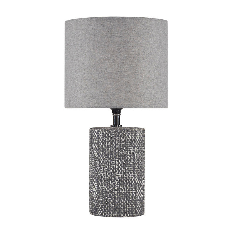 9" Modern Gray Embossed Ceramic Table Lamp