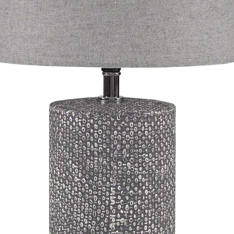 9" Modern Gray Embossed Ceramic Table Lamp