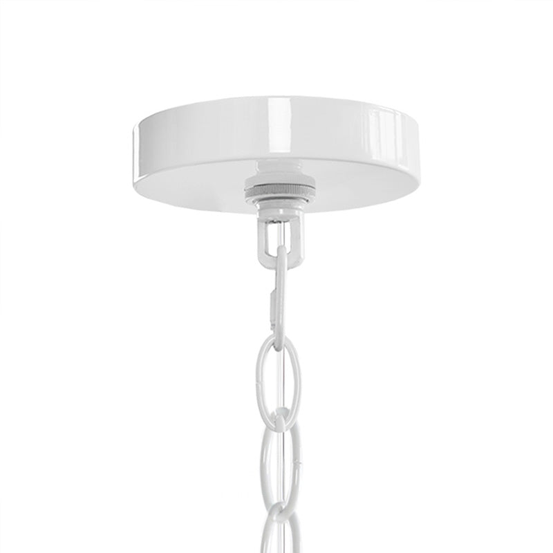 28" White Modern Farmhouse 6-Light Curved Metal Chandelier with Adjustable Chain