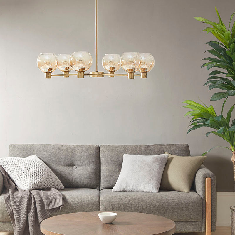 6-light Modern Ombre Glass Globe Chandelier in Gold