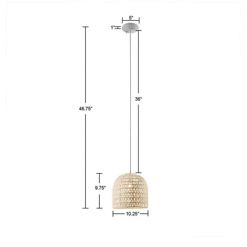 10" Farmhouse Bell Shaped Woven Bamboo Pendant Lamp