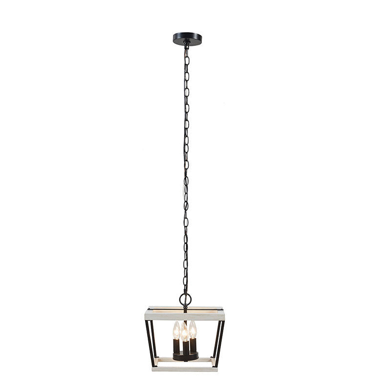 3-Light Adele Farmhouse Metal Pendant in Black & White Finish