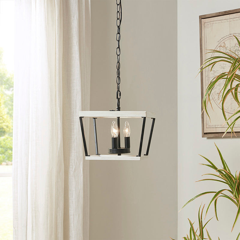 3-Light Adele Farmhouse Metal Pendant in Black & White Finish