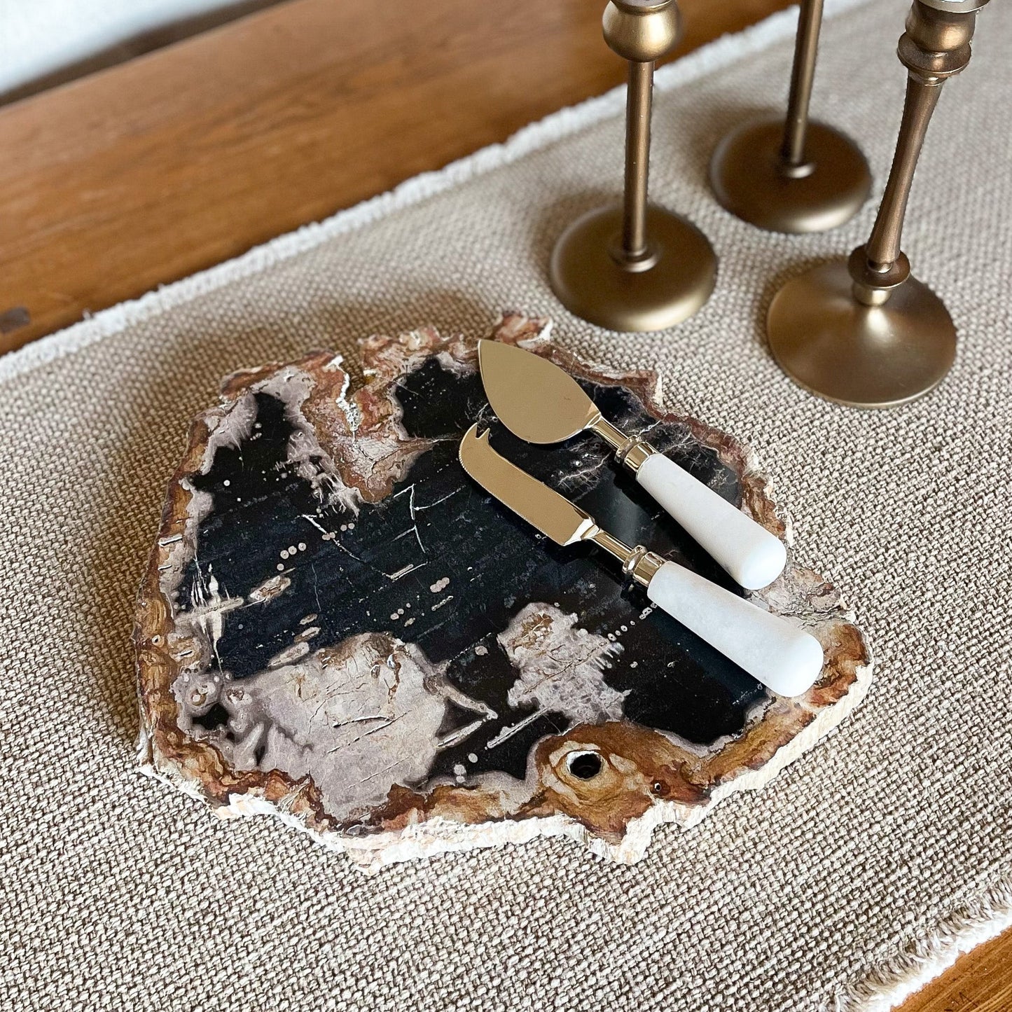 Natural Edge Petrified Wood Serving Board