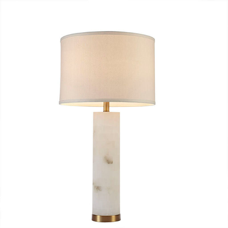 16" Luxury Alabaster Table Lamp in White & Gold Base