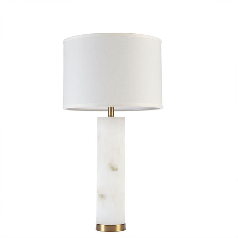 16" Luxury Alabaster Table Lamp in White & Gold Base