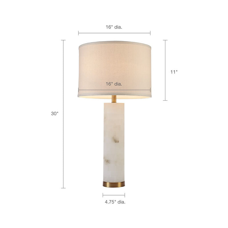 16" Luxury Alabaster Table Lamp in White & Gold Base