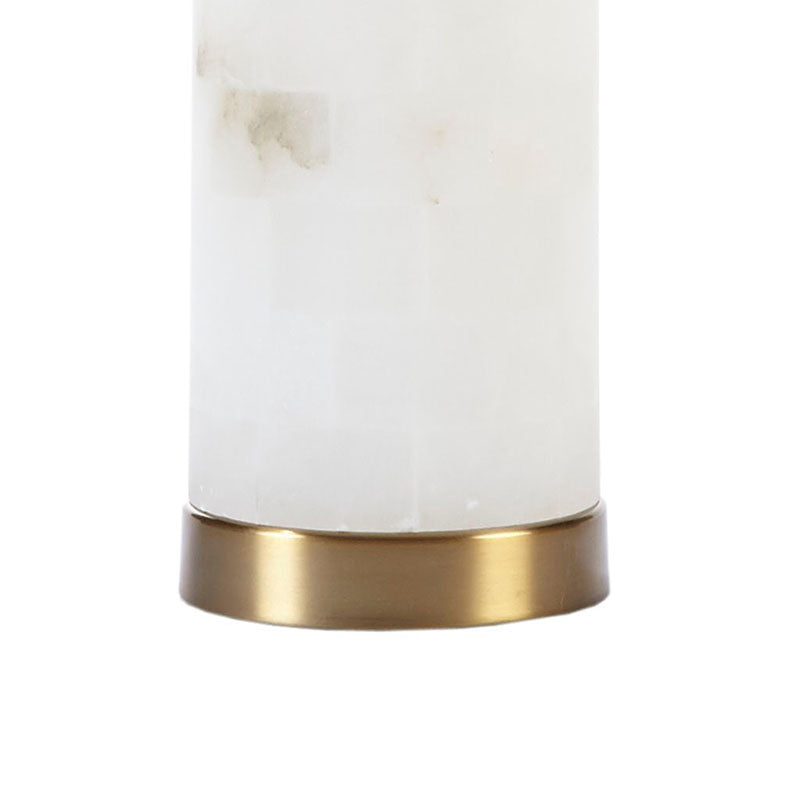 16" Luxury Alabaster Table Lamp in White & Gold Base