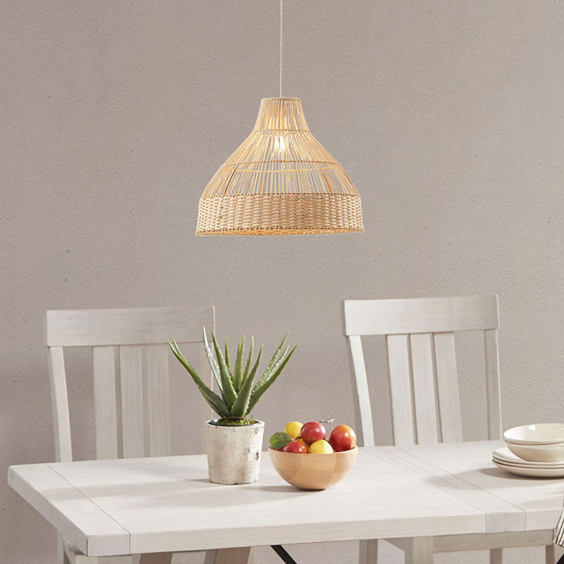 50.75 Wren Bell Shaped Bamboo Pendant Light