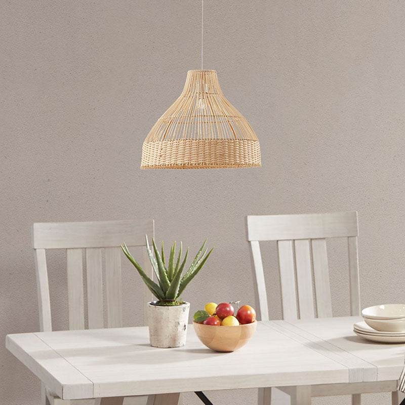 50.75 Wren Bell Shaped Bamboo Pendant Light