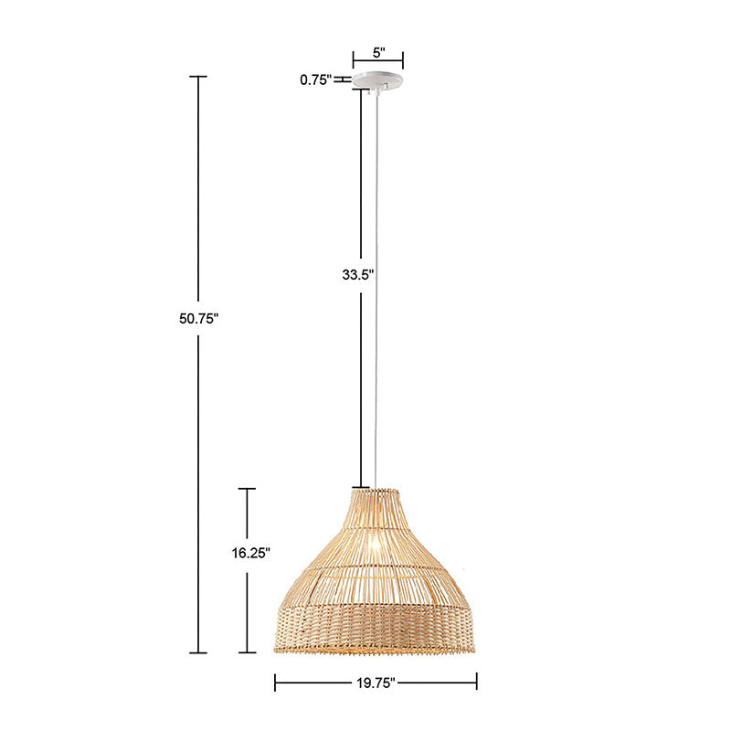 50.75 Wren Bell Shaped Bamboo Pendant Light