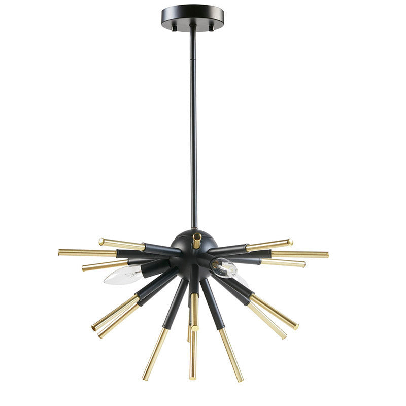 Ely 3-Light Spiked Chandelier in Gold and Matte Black