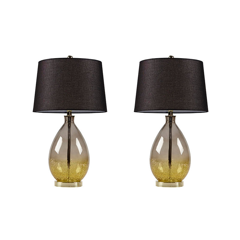 15" Gold Cortina Ombre Glass Fabric Shade Iron Table Lamp - Set of 2