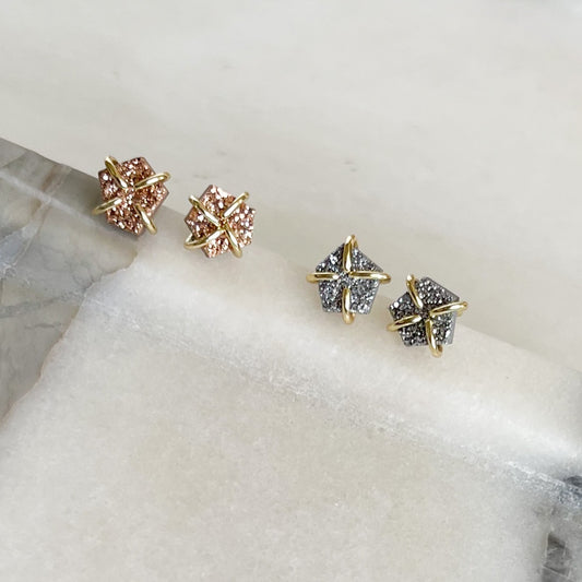 Druzy Prong Stud Earrings