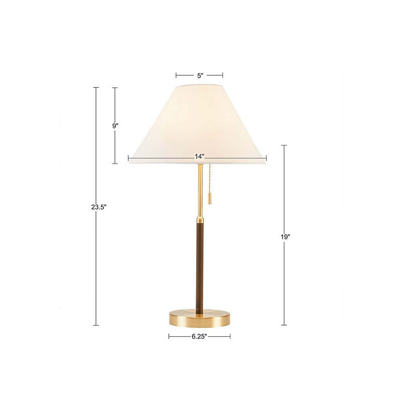 14" White Two Tone Pull-chain Metal Table Lamp