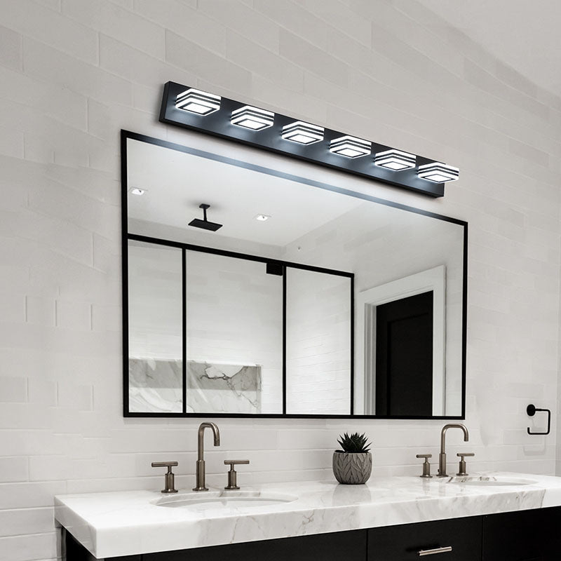 Modern Black Acrylic 6-Lights - Bathroom Vanity LED Lights