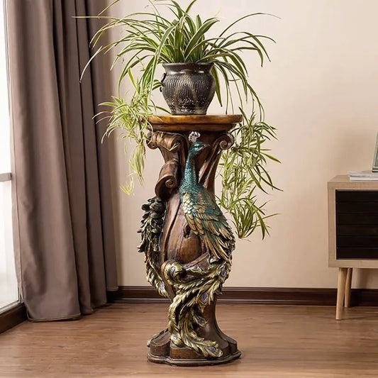 32.5" Vintage Freestanding Peacock indoor Plant Stand