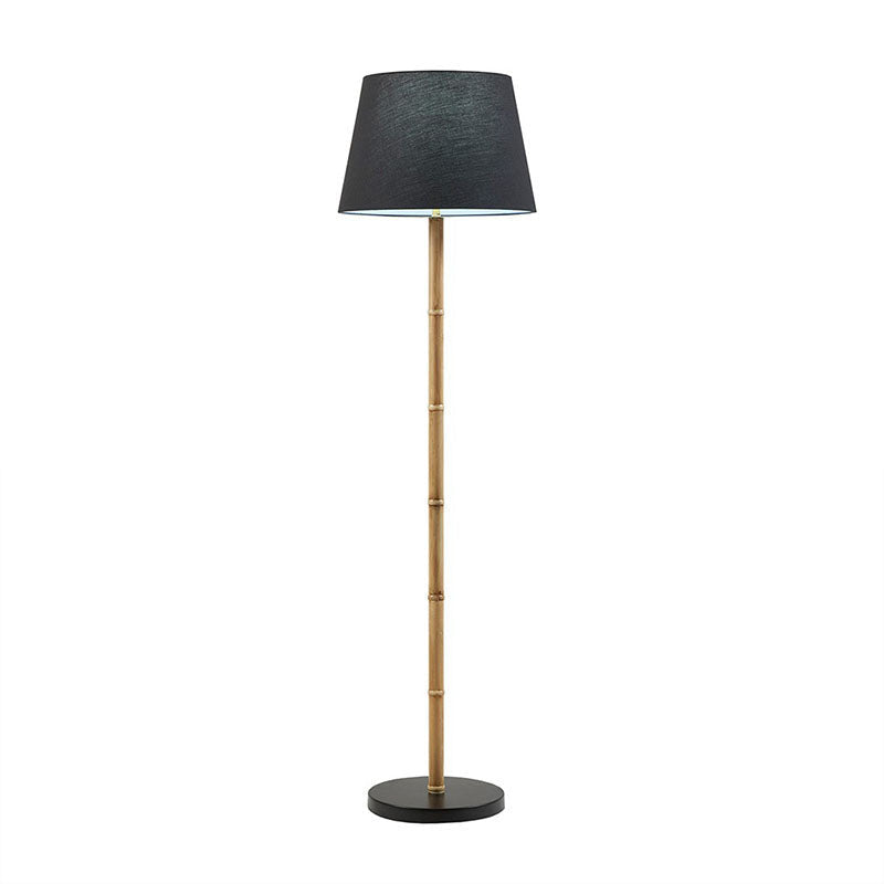 60"H Nordic Black & Natural Metal Bamboo Floor Lamp