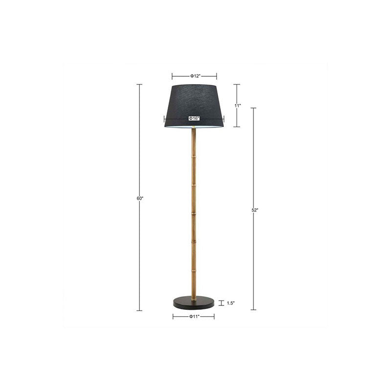 60"H Nordic Black & Natural Metal Bamboo Floor Lamp