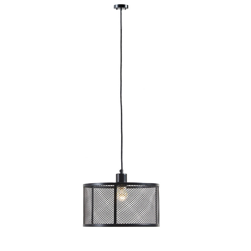 11.7" Black Drum Mesh Metal Pendant Light