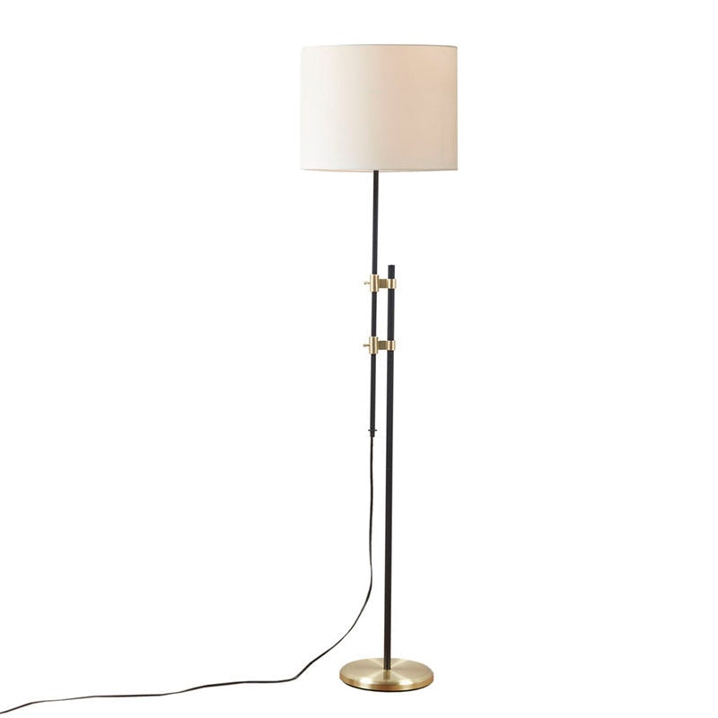 15.8" White Fabric Lampshade Asymmetrical Metal Floor Lamp - Adjustable Height