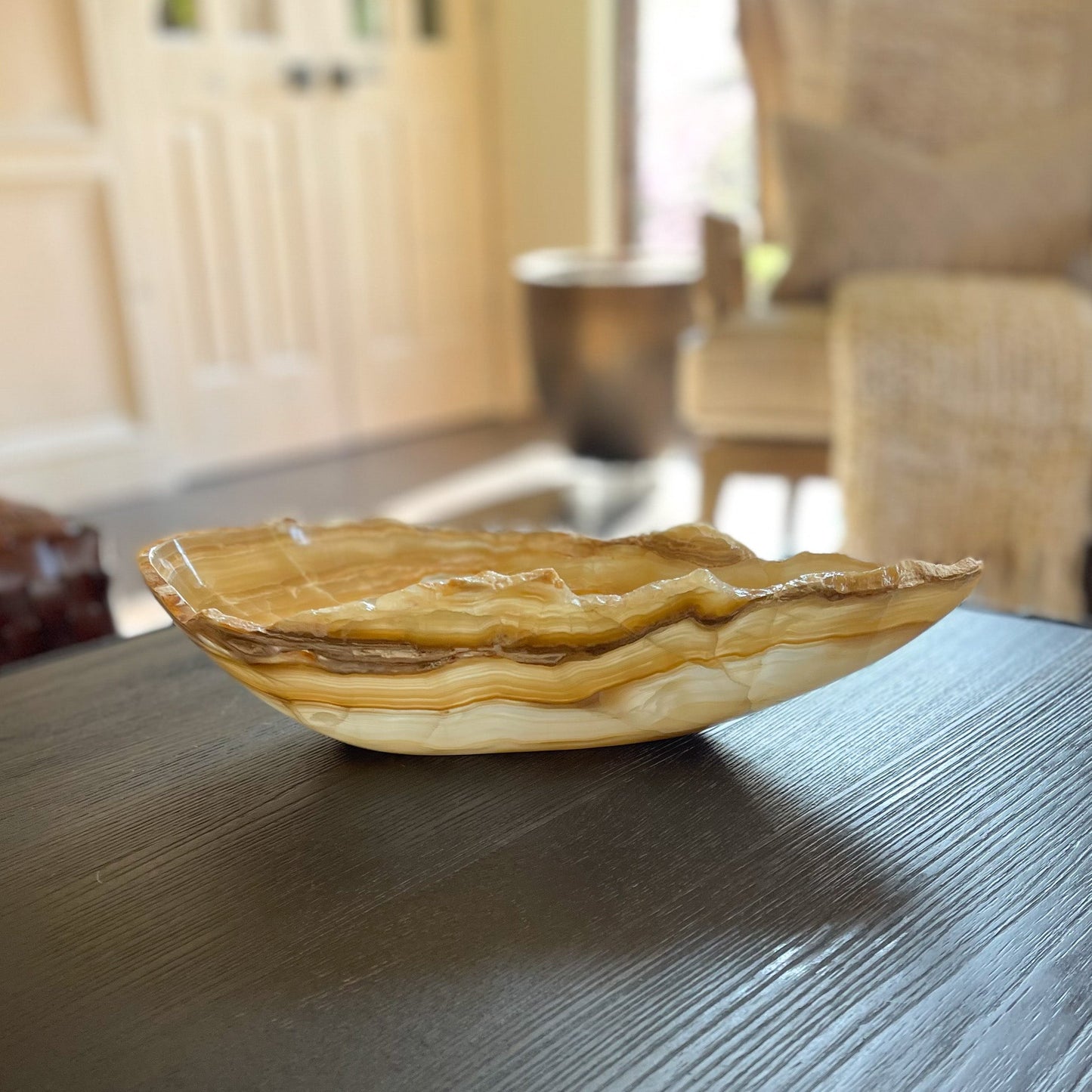 Hand Carved Amber Onyx Bowl