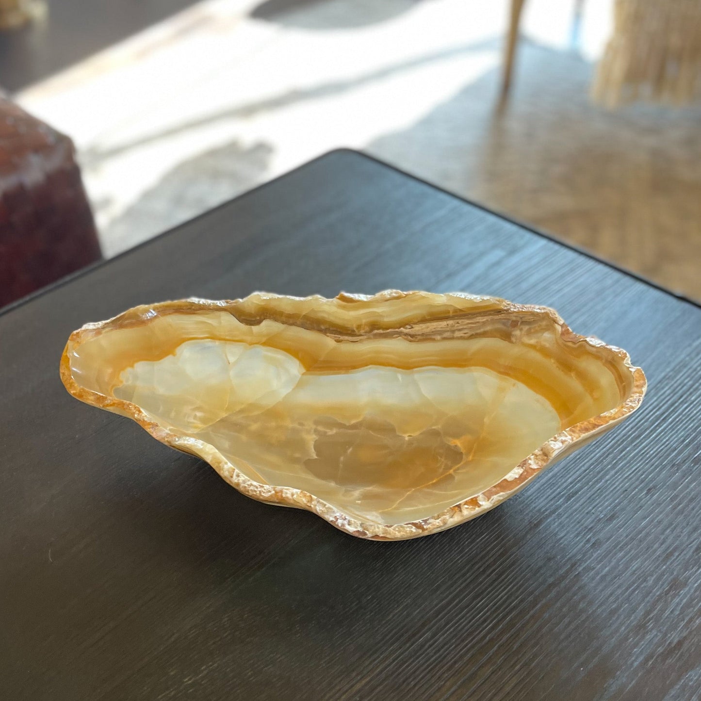 Hand Carved Amber Onyx Bowl