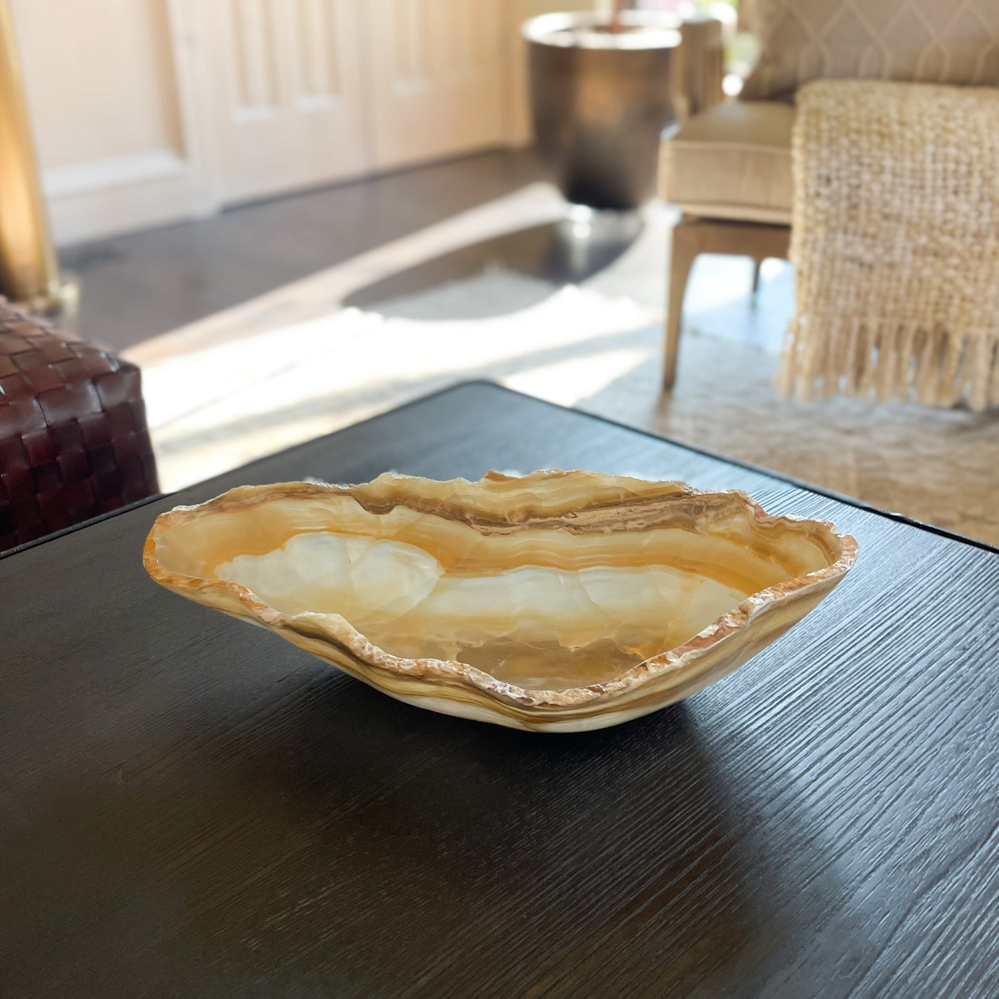 Hand Carved Amber Onyx Bowl